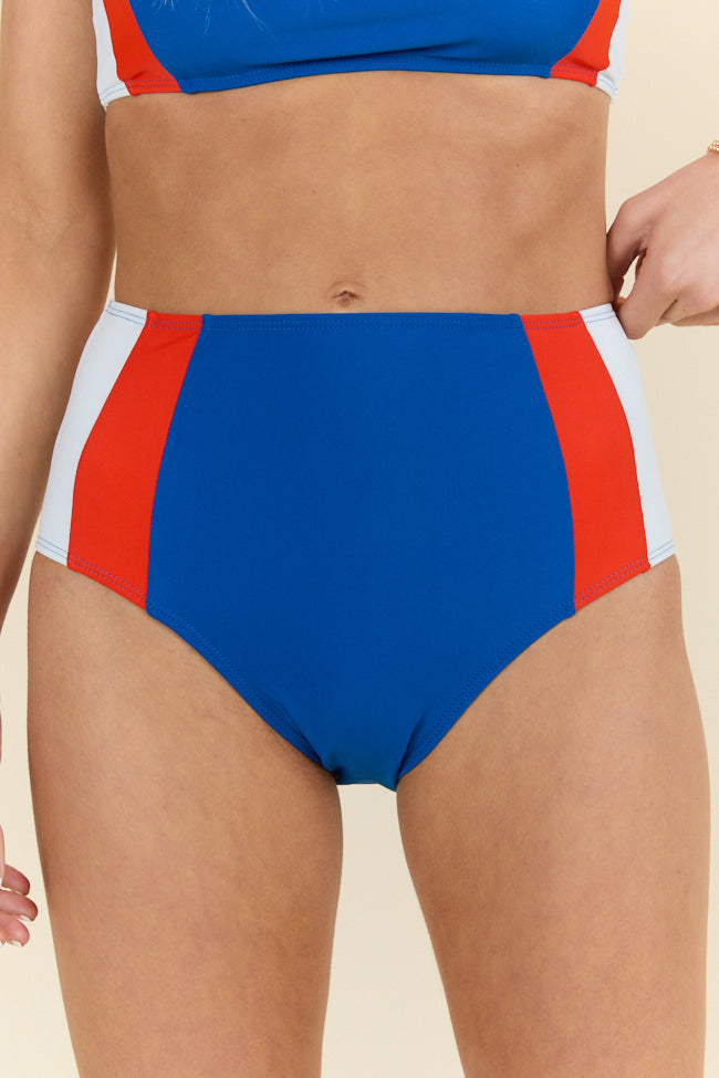 Rock The Boat Red and Blue Colorblock Bikini Bottoms FINAL SALE