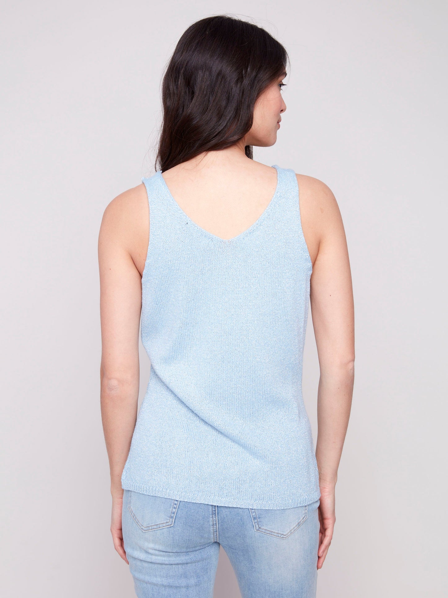 Metallic Lurex Knit Cami - Bluebell