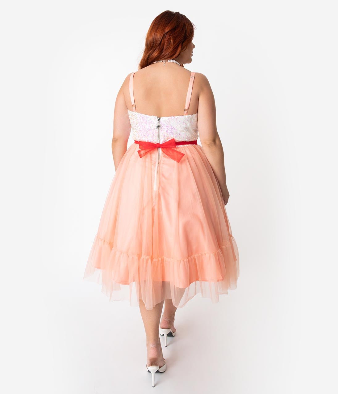 Barbie™ x Unique Vintage Plus Size Peaches N Cream Chiffon Dress