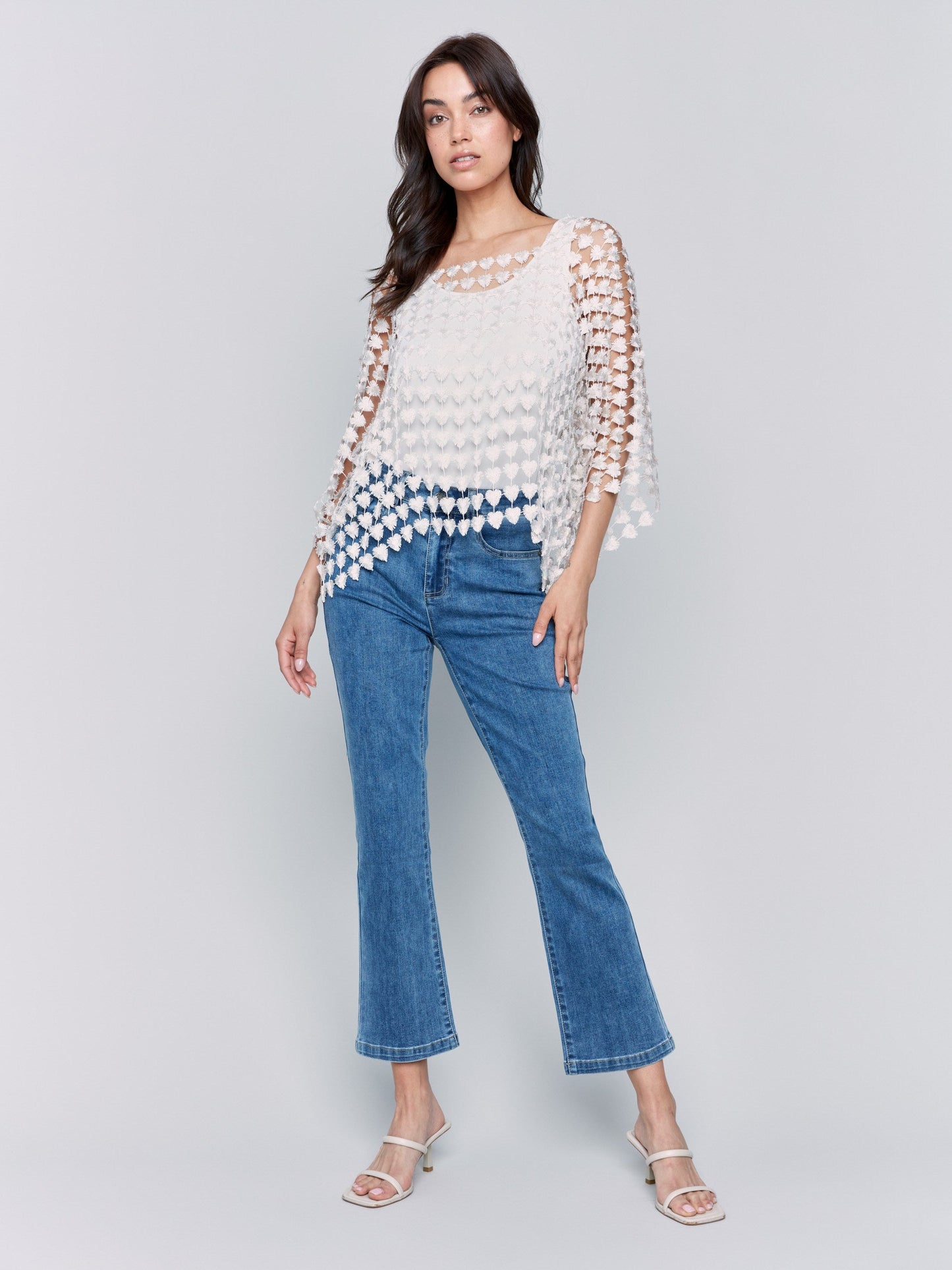 Textured Crochet Heart Top - Natural