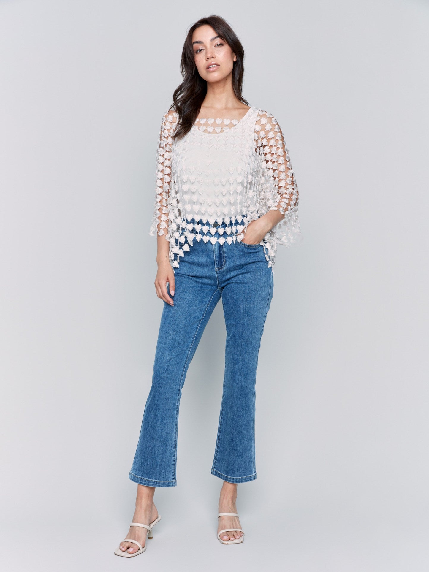 Textured Crochet Heart Top - Natural