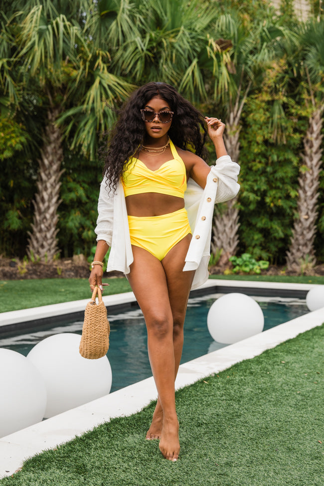 Castaway With Me Yellow High Waisted Solid Bikini Bottoms FINAL SALE