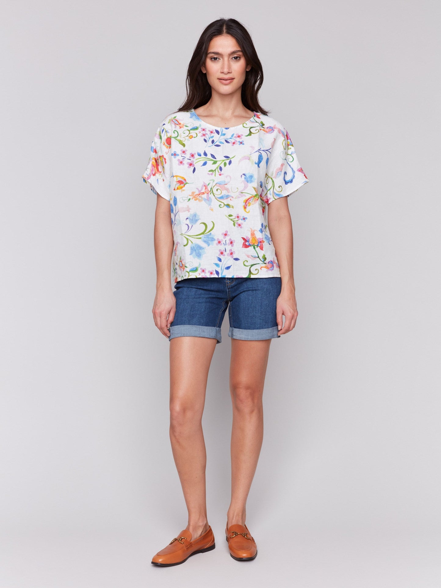Printed Linen Dolman Top - Utopia