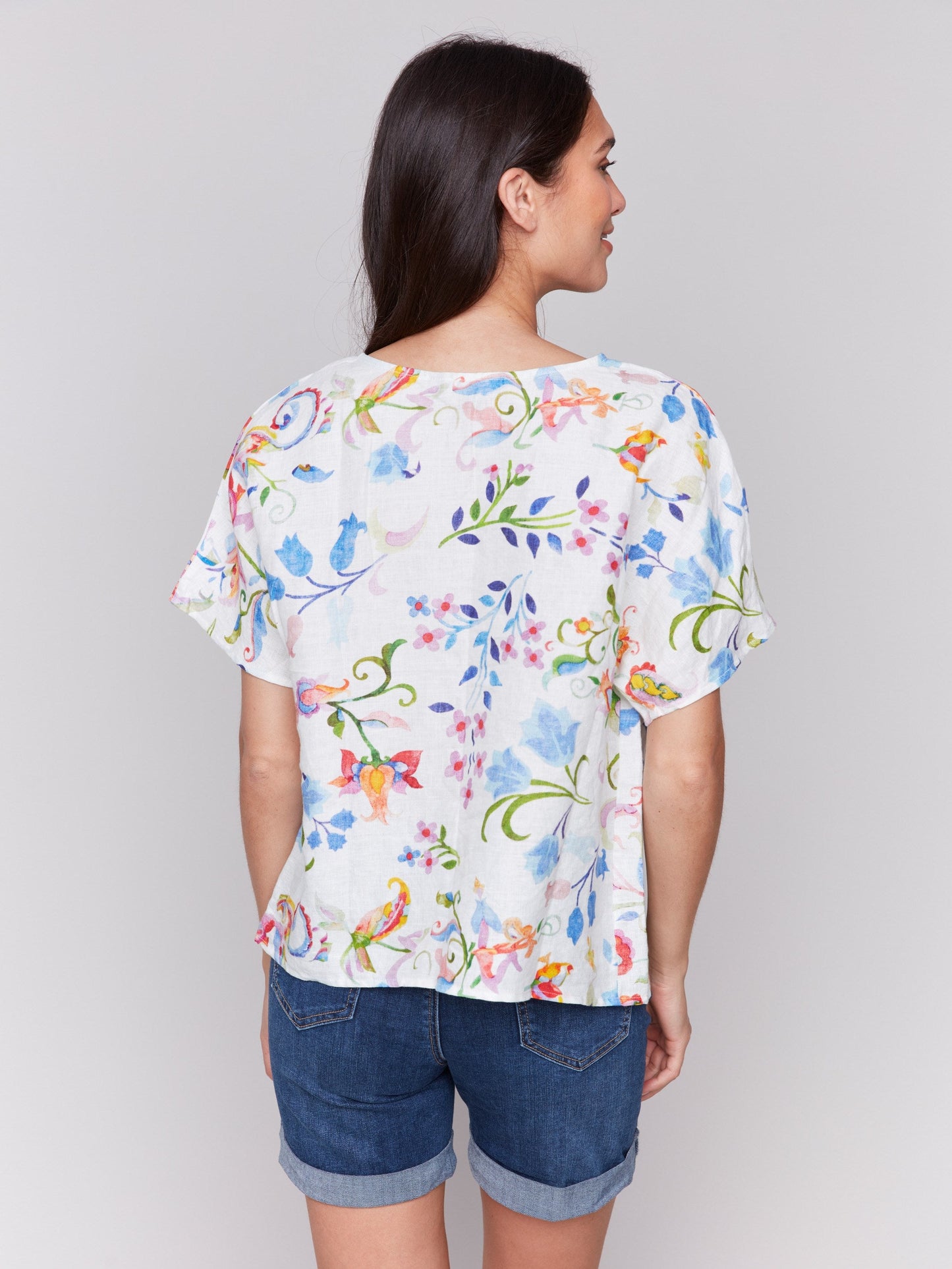 Printed Linen Dolman Top - Utopia